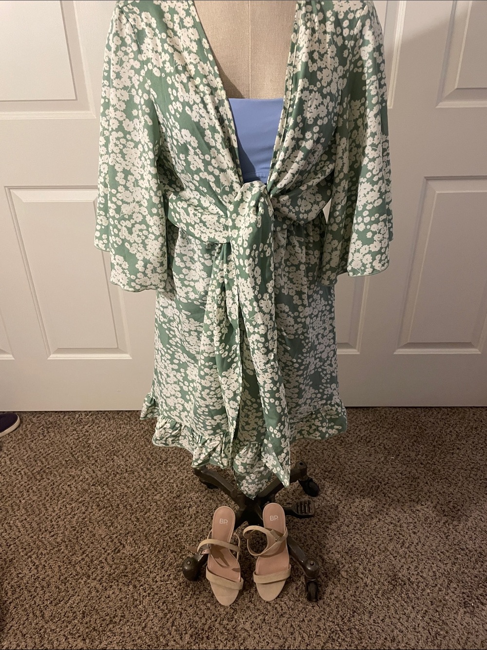 Cute little Sage Green Floral Tie front floral dress